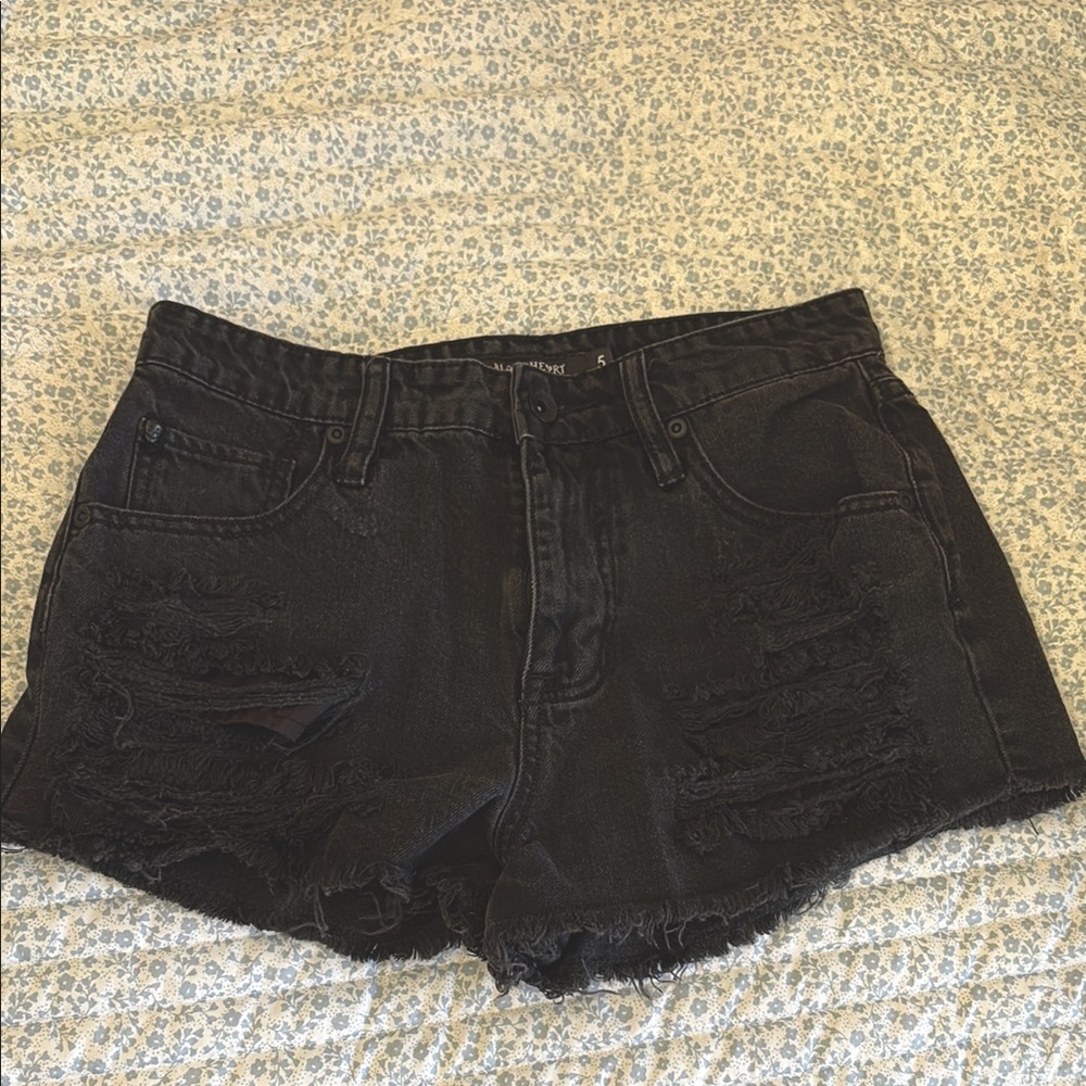 Blackheart Black Jean Shorts Distressed Cut-Off